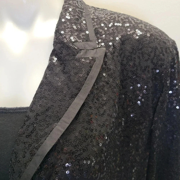 Doncaster Collection Black Sequins Sequined Blazer Jacket 18 Holiday Evening - Picture 9 of 16